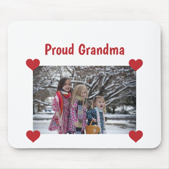 Heart Proud Grandma Love Personalize Photo Make Mouse Pad (Front)