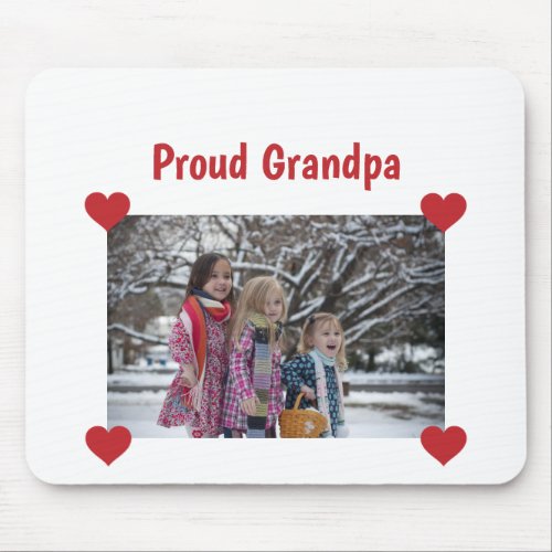 Heart Proud Grandpa Love Personalize Photo Make Mouse Pad