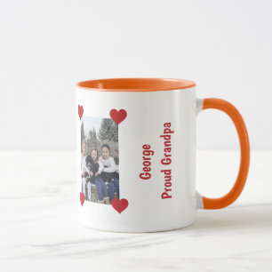 Heart Proud Grandpa Love Personalize Photos Name Mug