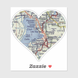 Heart Provo Utah Vintage Map Sticker