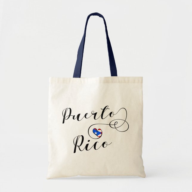 Heart Puerto Rico Flag, Puerto Rican Flag Heart To Tote Bag (Front)