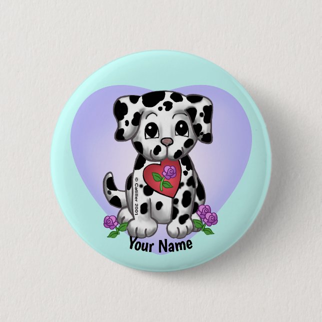 Heart Puppy Dog  Button (Front)