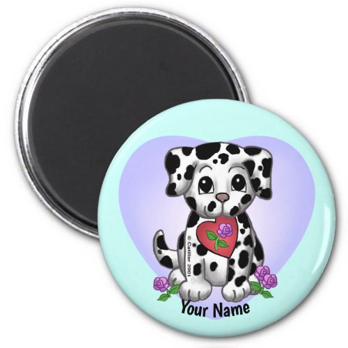 Heart Puppy Dog custom name  Magnet