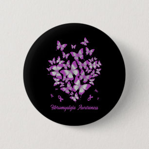 Heart Purple Ribbon Fibromyalgia Awareness Warrior Button
