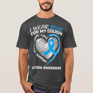 Heart Puzzle I Wear Blue For My Cousin Autism T-Shirt