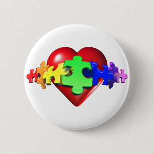 Heart Puzzle Links Pinback Button