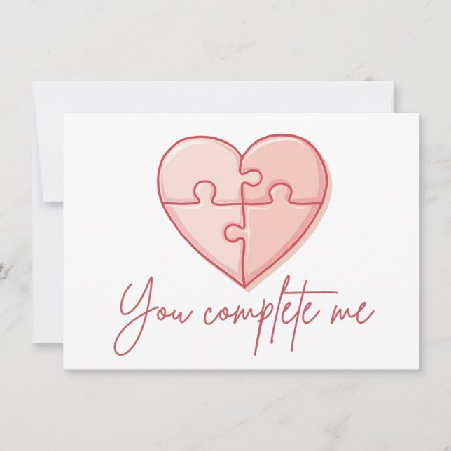 Heart Puzzle – You Complete Me | Valentine Card (Front)