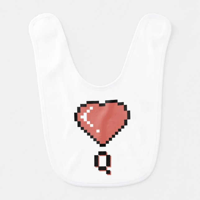 Heart queen black outline baby bib (Front)