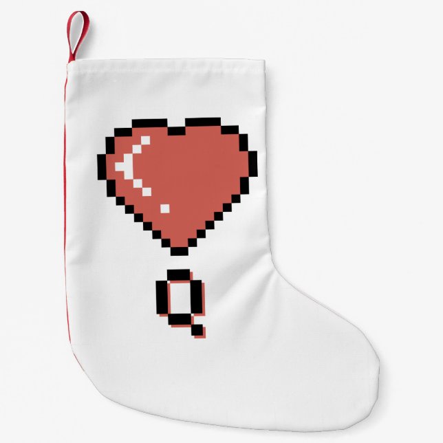 Heart queen black outline small christmas stocking (Front)