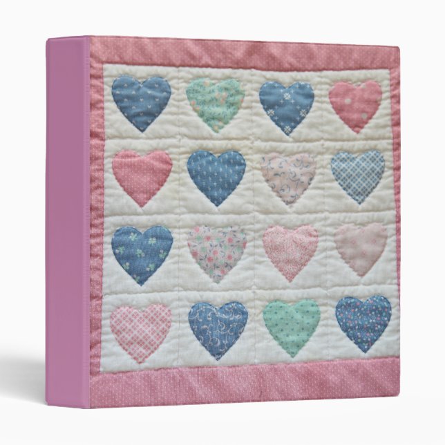 Heart quilt 3 ring binder (Front/Spine)