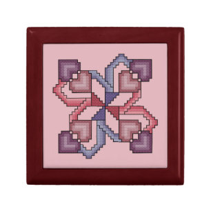 Heart Quilt Square Cross Stitch Gift Box