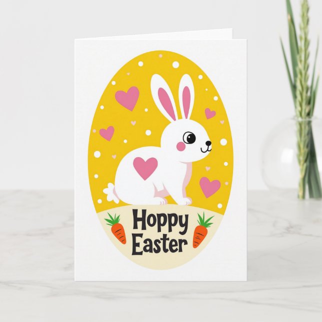 Heart Rabbit Pattern Card (Front)