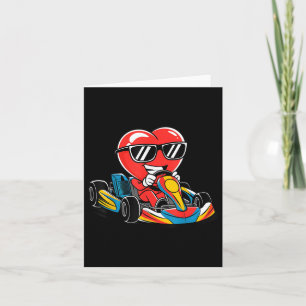 Heart Racing Go-kart Heart Valentines Day Boys Gir Card