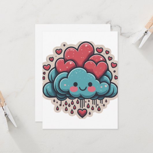 Heart Rain Cartoon  (Front/Back In Situ)