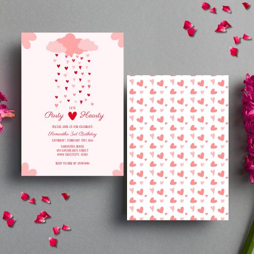 Heart Rain Delight Birthday Invitation