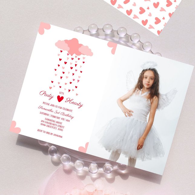 Heart Rain Delight Birthday Photo Invitation (Creator Uploaded)