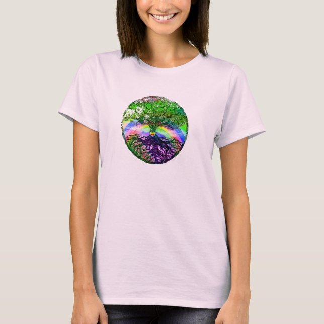 Heart, Rainbow and Tree of Life T-Shirt (Front)