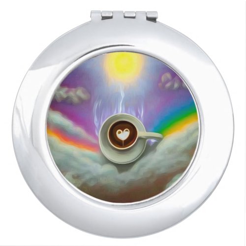 Heart Rainbow Cappuccino Mug Compact Mirror