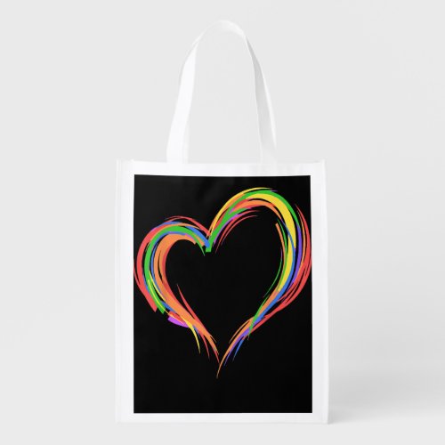 Heart Rainbow Flag LGBT Gay Les Pride Support LGBT Grocery Bag