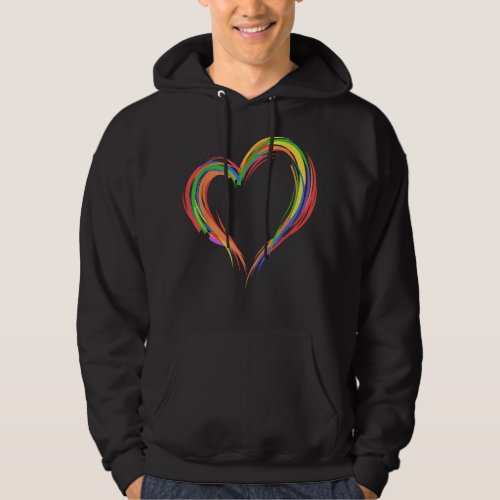 Heart Rainbow Flag LGBT Gay Les Pride Support LGBT Hoodie