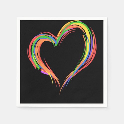Heart Rainbow Flag LGBT Gay Les Pride Support LGBT Napkins