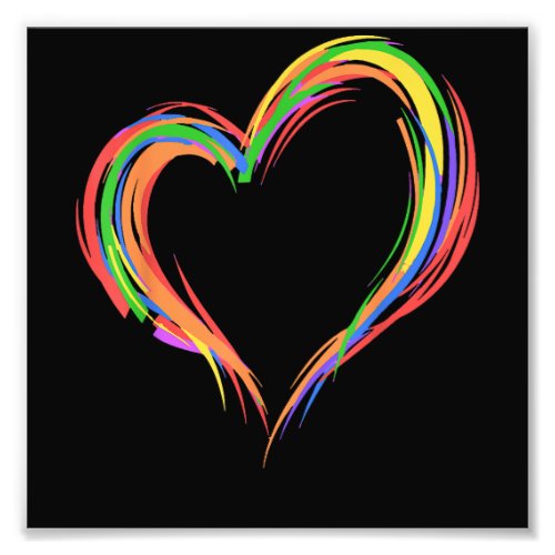 Heart Rainbow Flag LGBT Gay Les Pride Support LGBT Photo Print