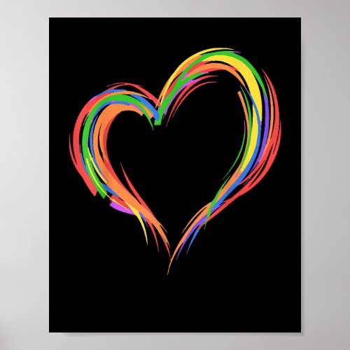 Heart Rainbow Flag LGBT Gay Les Pride Support LGBT Poster