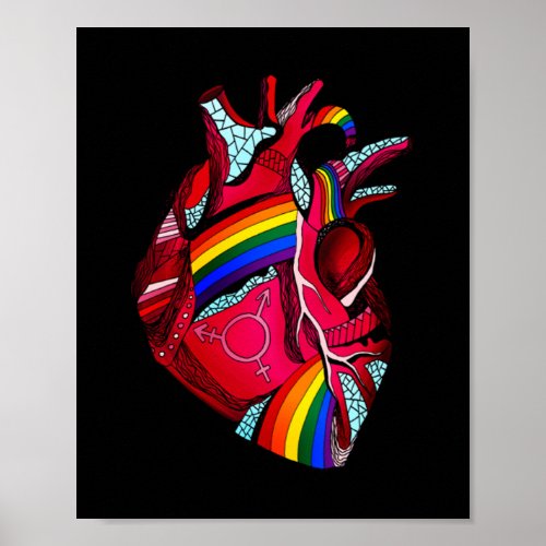 Heart Rainbow Flag LGBT Gay Les Pride Support LGBT Poster