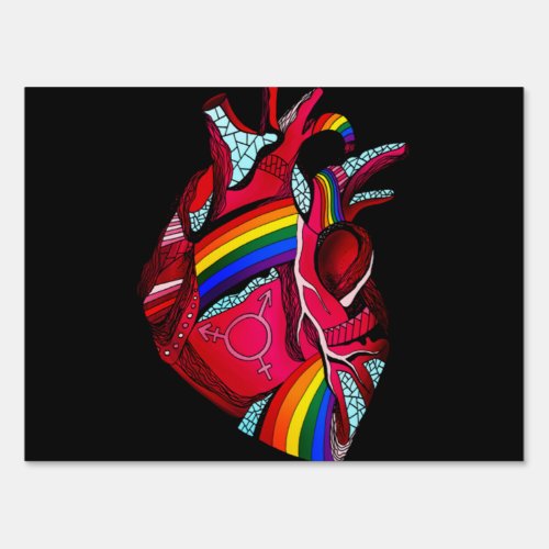 Heart Rainbow Flag LGBT Gay Les Pride Support LGBT Sign