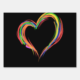 Heart Rainbow Flag LGBT Gay Les Pride Support LGBT Sign