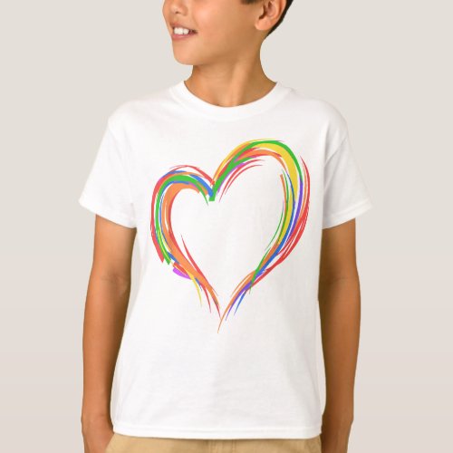 Heart Rainbow Flag LGBT Gay Les Pride Support LGBT T_Shirt