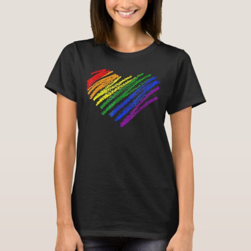 Heart Rainbow Flag LGBT LGBTQ Gay Lesbian Pride  T_Shirt