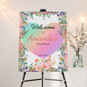 Heart Rainbow gradient floral Welcome baby shower Foam Board