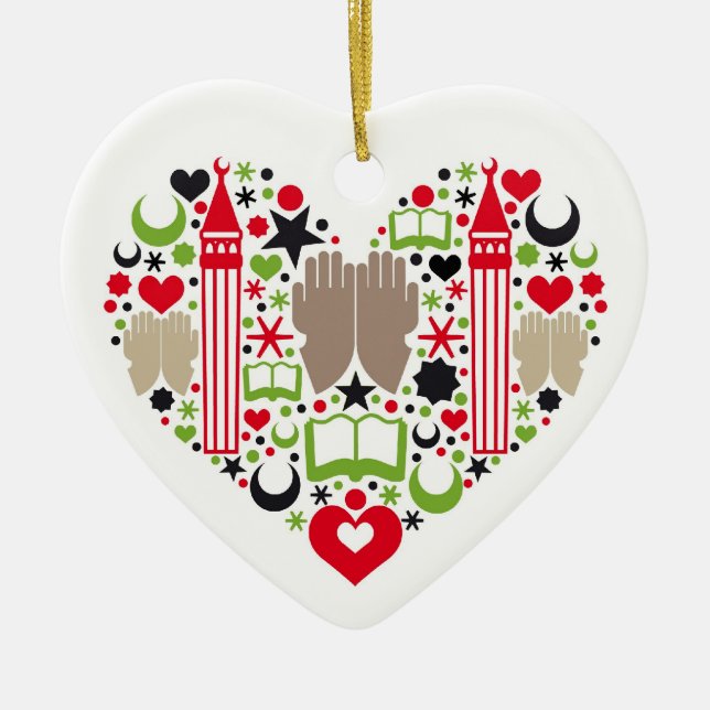 Heart Ramadan Ceramic Ornament (Front)