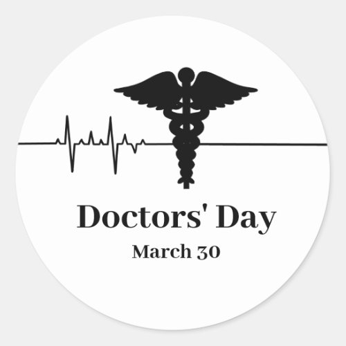 Heart Rate  Caduceus Doctor Name Tag Sticker