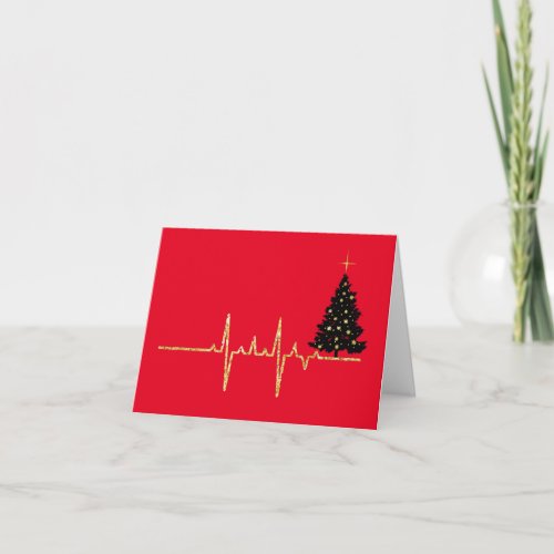 Heart Rate Christmas Tree Medical Christmas Card
