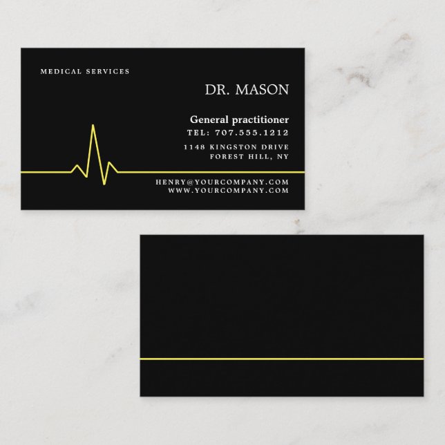 Heart Rate, General Practitioner, Nurse, Medical Business Card (Front/Back)