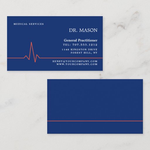 Customizable Heart Rate, General Practitioner, Nurse, Medical Business Card