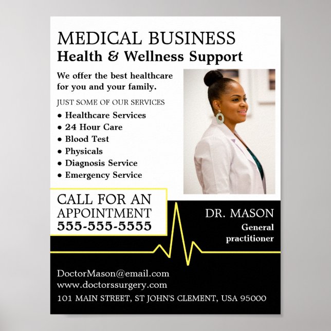 Heart Rate, General practitioner, Nurse, Medical Poster (Front)