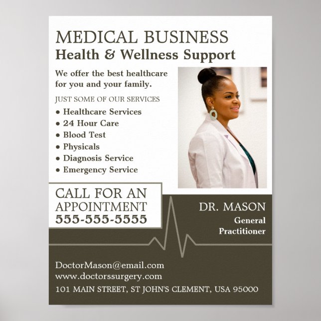 Heart Rate, General Practitioner, Nurse, Medical Poster (Front)