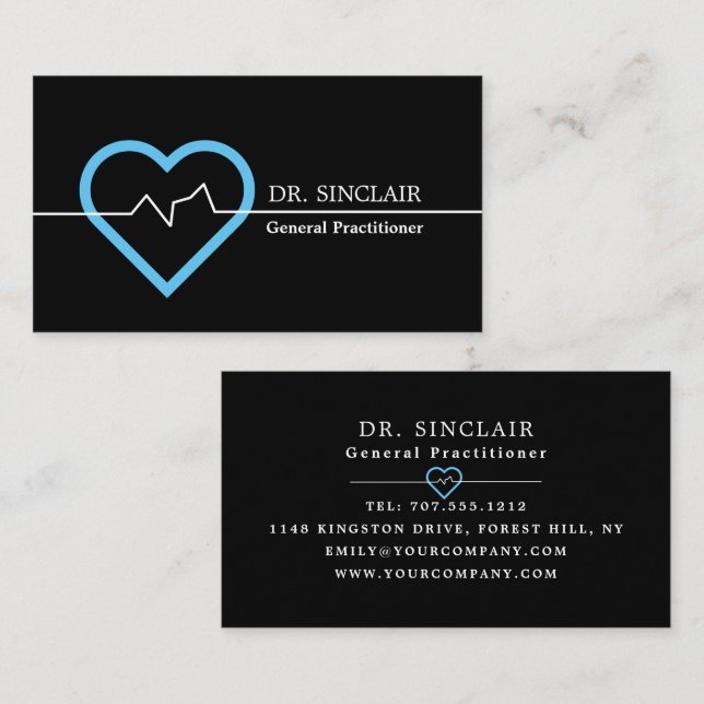 Heart Rate Monitor, General Practitioner, Nurse Business Card (Front/Back)