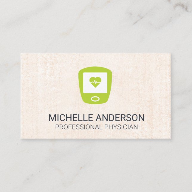 Heart Rate Monitor | Texture Background Business Card (Front)