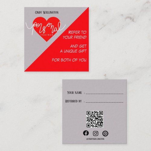 Heart Rate Personal Trainer Instructor Referral Card