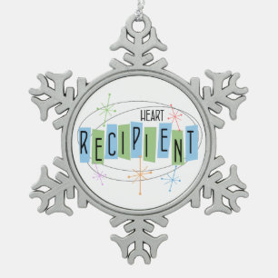 Heart Recipient Retro Style Snowflake Pewter Christmas Ornament