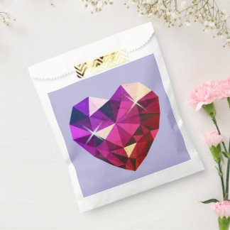 Heart Red and Purple Gemstone Favor Bag