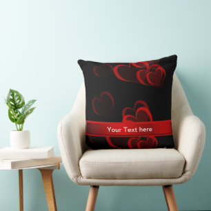 heart red in black text template throw pillow