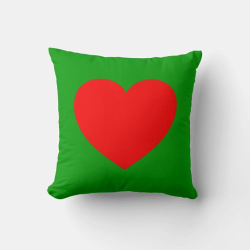 Heart _ Red on Grass Green Throw Pillow