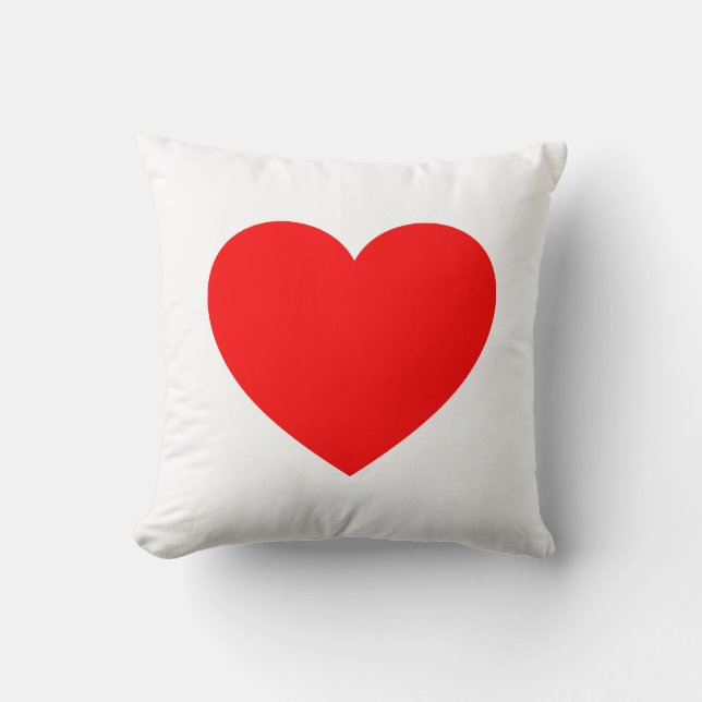 Heart - Red on White Throw Pillow (Front)