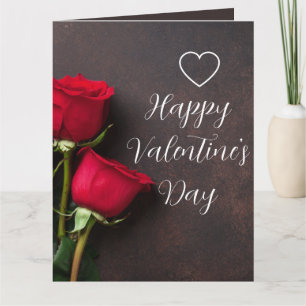 Heart Red Rose Brown Glossy Beautiful Valentine Card