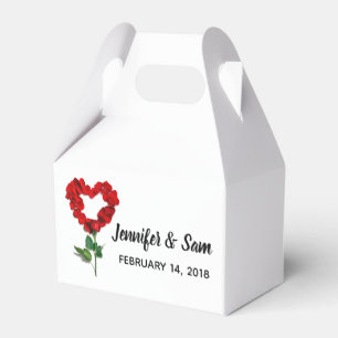 Heart Red Rose Valentine's Day Wedding Favor Boxes